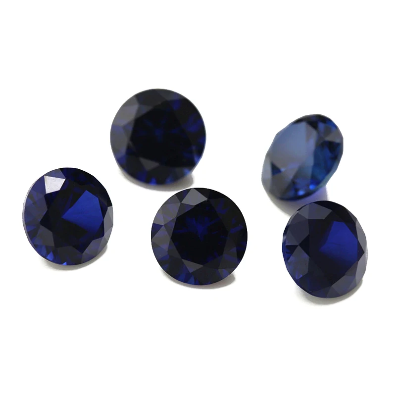 High Quality Loose Gemstone 32# 33# 34# Sapphire Round Cut 3mm-10mm Blue Corundum Gemstone