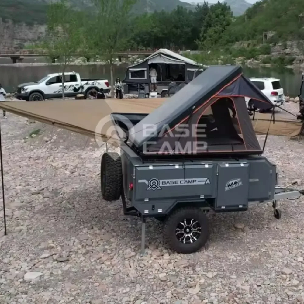 Hot Sale Forward Folding Independent Suspension Camper Trailer With Huge Tent For Sale