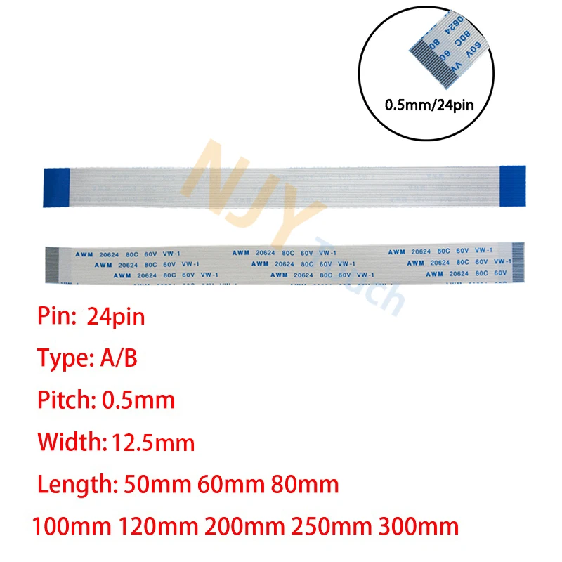 24Pin 0 5 мм Шаг FFC FPC AWM 20624 80C 60V VW-1 A B Тип плоский гибкий