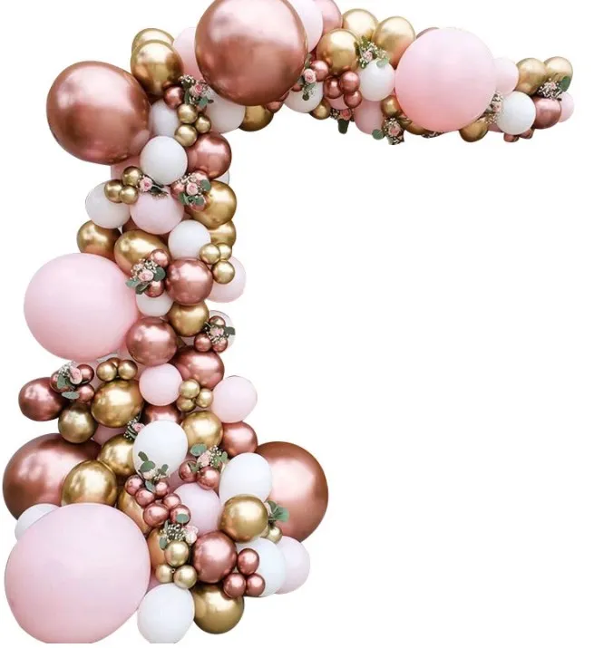 Cross-border new product rose gold balloon set wedding holiday decoration pink balloon decoration one drop delivery