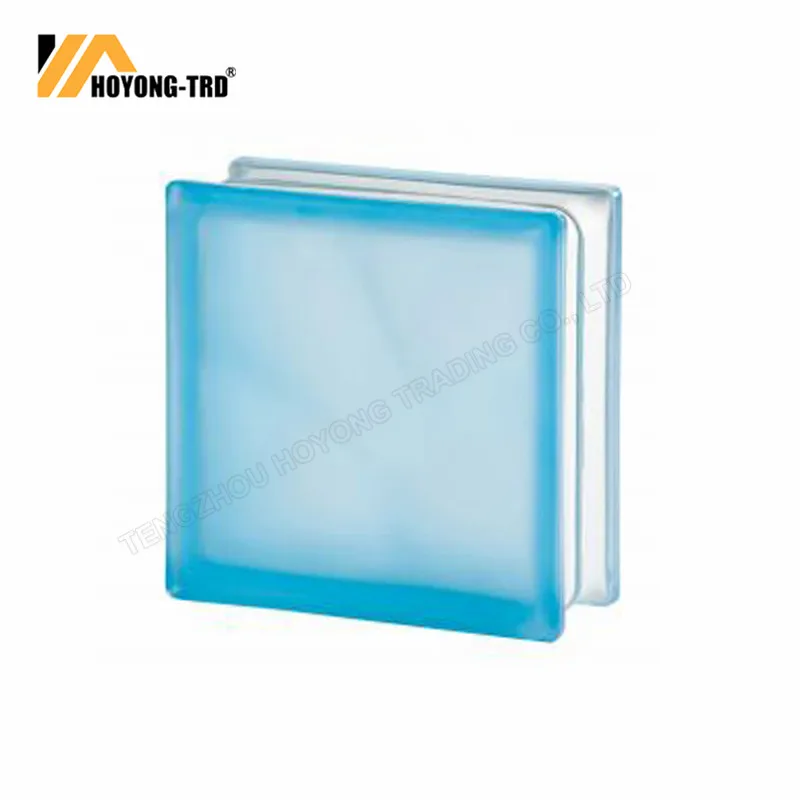 High Quality Decoration 190*190*80mm Crystal Side Colored Glass Block Brick