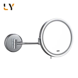 Hotel Folding Extendable 304 Stainless Steel Magnifying Round Bathroom Mirror