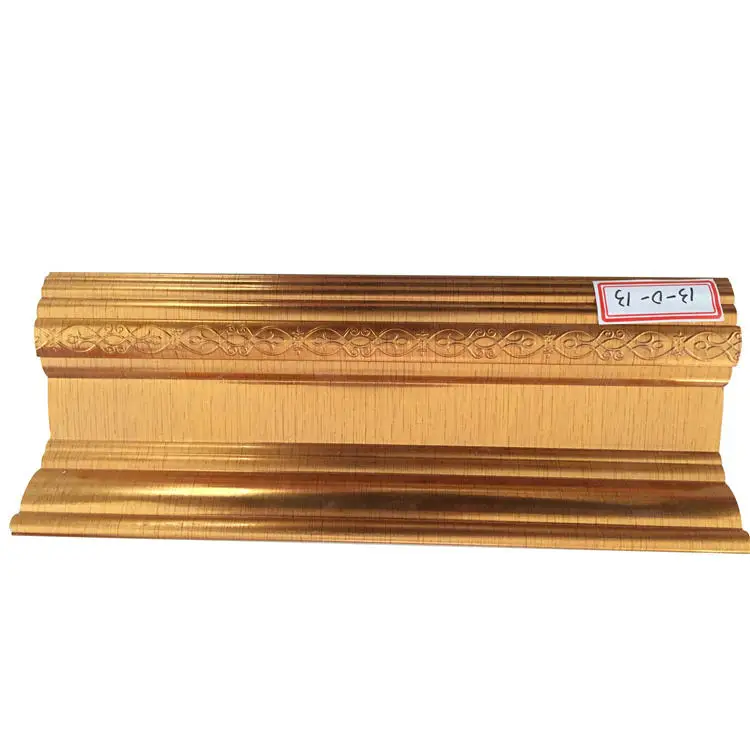 Gold Fancy Flower Embossed Polystyrene Cornice Design Ps Decorative Crown Moulding
