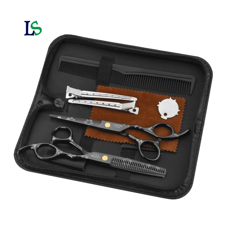 custom logo Professional shaving razors Hair Cutting Thinning Shears Scissors Set Stainless Steel Hairdressing Salon Barber Kit