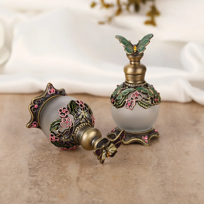 
crystal al rehab empty perfume bottle dubai 15ml arab perfume glass bottles butterfly gem lid 