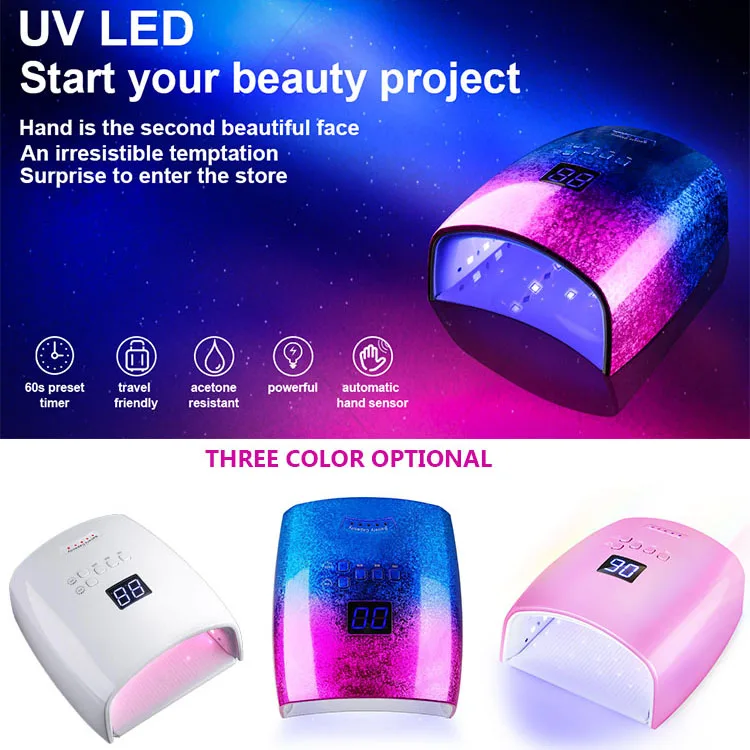 Professional Strong Power 48W Led UV Nail Lamp Pink Rechargeable Wireless Gel Nails Dryer For Polish Dry