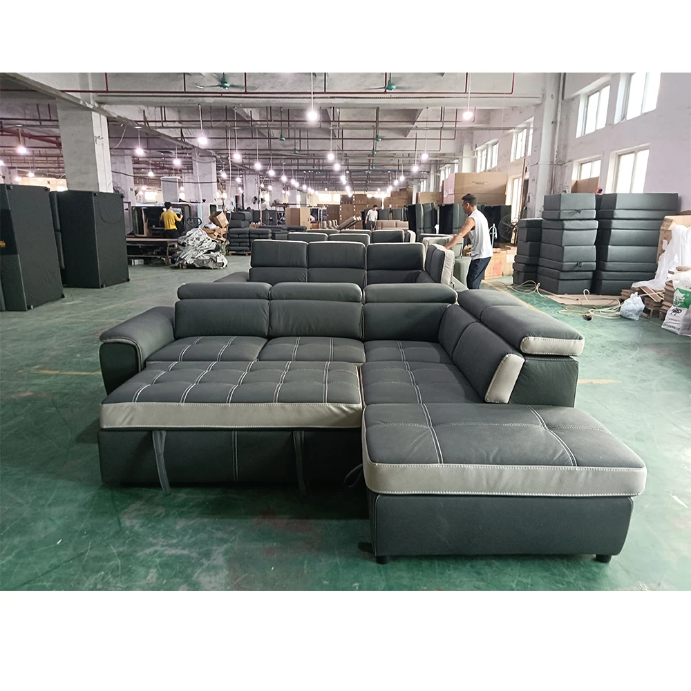 Dongguan Tianhang furniture factory the latest design of three people sitting living room sofa gray sub-color fabric sofa bed