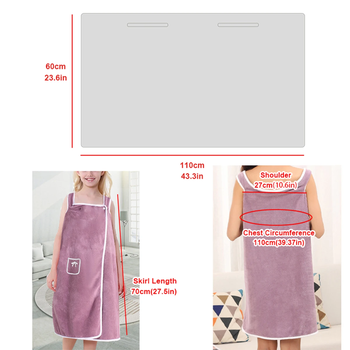 Wholesale Custom Microfiber Bath Skirt Bathrobe Dress Towel Set Women Kids Ladies Linen Fleece Material Custom Hotels Showers