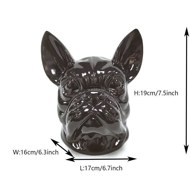 Creative Sculpture Resin Animal Art Bulldog Head Statue Home Decor