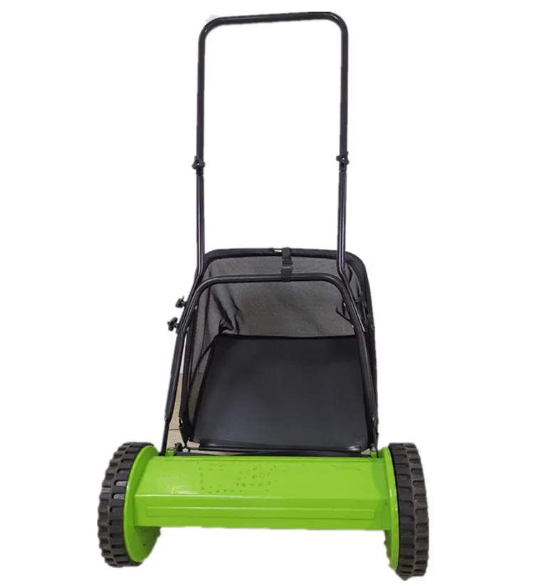 12 Inch Manual Lawn Mower 5-Blade Push Reel Lawn Mower with Grass Catcher Green