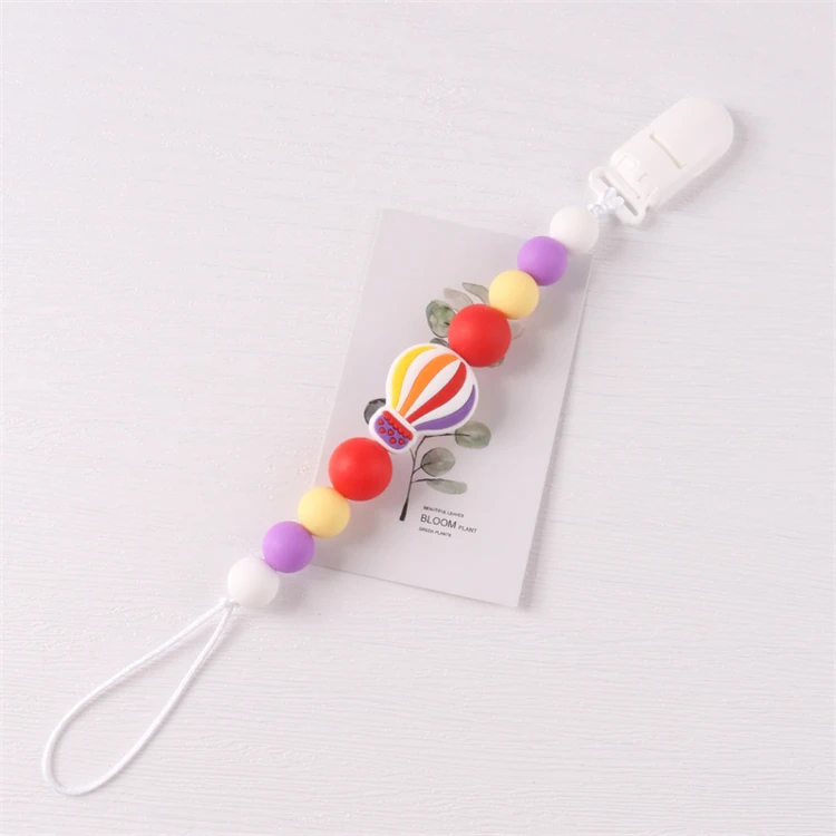 Infant Toddler Baby Teether Pacifier Clip Chain Silicone Beads Rainbow Pacifier Silicone Chain beads rainbow teether