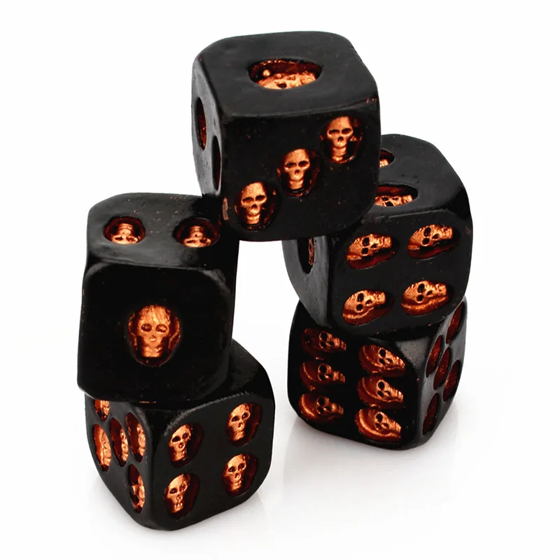 Good Quality Halloween Roll Dnd Rpg 6 Side Board Game Skull Embedded 5pcs Resin Dice Set