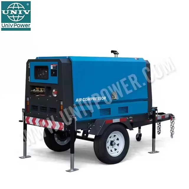 Screw Air Compressor 5/7.5 cbm 185/265 CFM New Condition Diesel/Gas Power Source Water Manufacturing Plant Bearing Pump