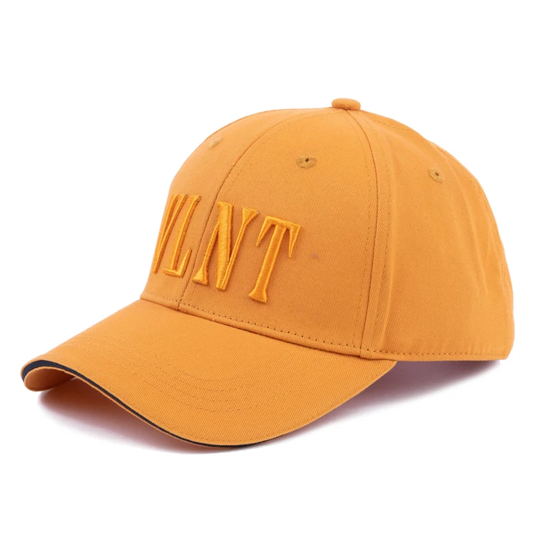 Cheap Price Custom Made Baseball Caps 6 Panel Polyester Cotton Simple Style Yellow 3D Embroidery Customied Unisex With Metal Str