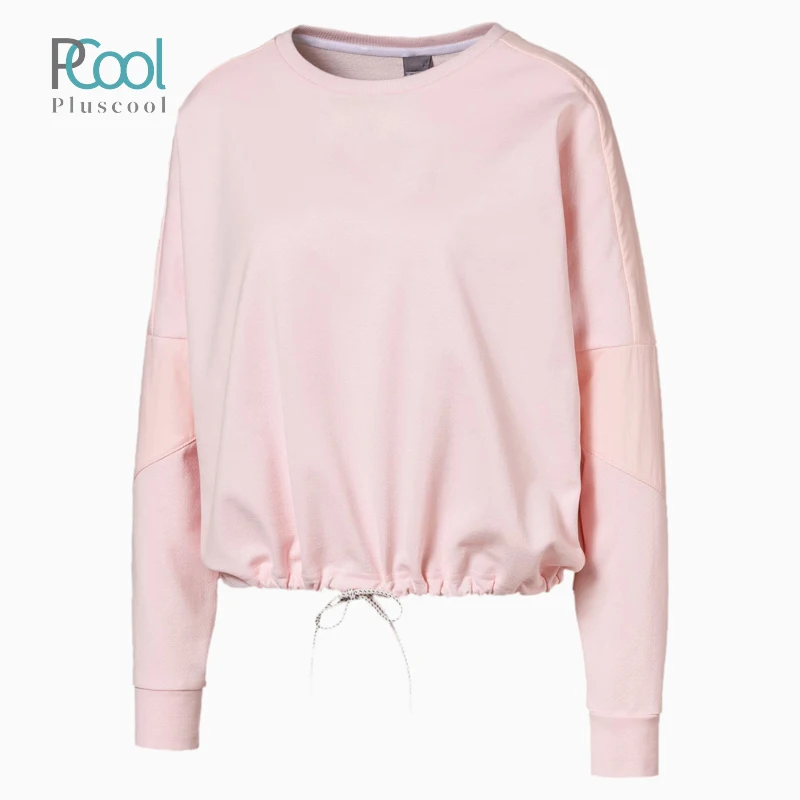 Fashion Style Plain Cropped Hoodie Ladies New Design Pink women sweat shirt Long Sleeve Cropped Top Hoodie With Stringer