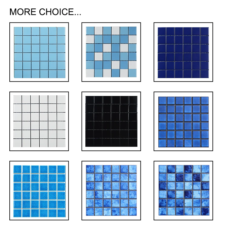 Colorize Square Light Blue Porcelain Glossy swimming pool Mosaic Tile cheap mixed luxury light blue swimming pool mosaic tile