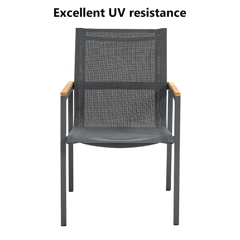 Modern Restaurant Furniture Stackable Grey Aluminum Relax Outdoor Balcony Patio Teslin Dining Chairs