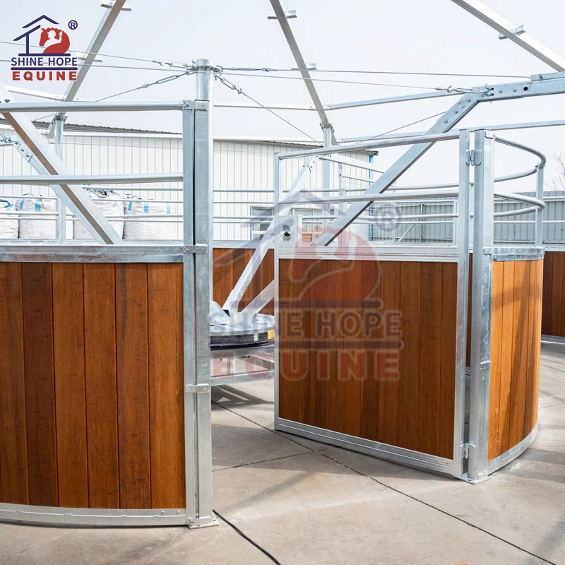 Equine Training Machine Equipment Hot Horse Walker with Electrically Charged Pushers and Tube Fence Price