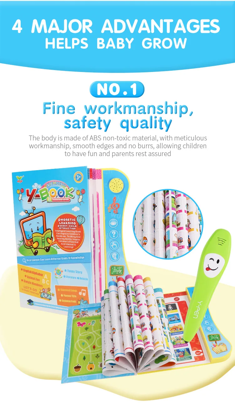 Arabic Learning Kids Education Sound Book Gift Toy Muslim Children Preschool E-book with Pen