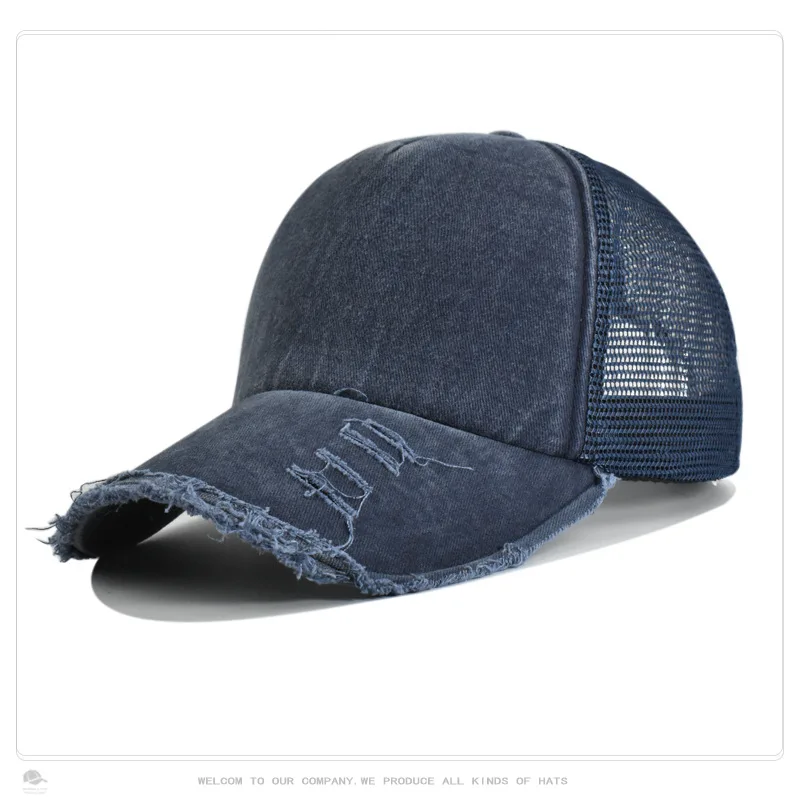 New vintage washed old sports cap edging light plate with holes fashionable mesh outdoor shade baseball caps for adults