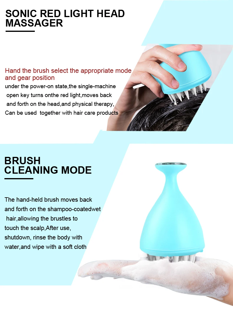 Wholesale head Care IPX7 Waterproof Vibrating Silicone Electric LED Head Neck Scalp Massager Smart Hand Held Scalp Massager