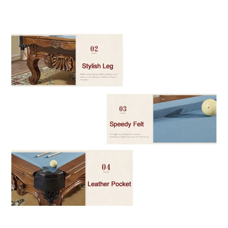 2021 Custom Carved Solid Oak Wood Pool Table 8ft