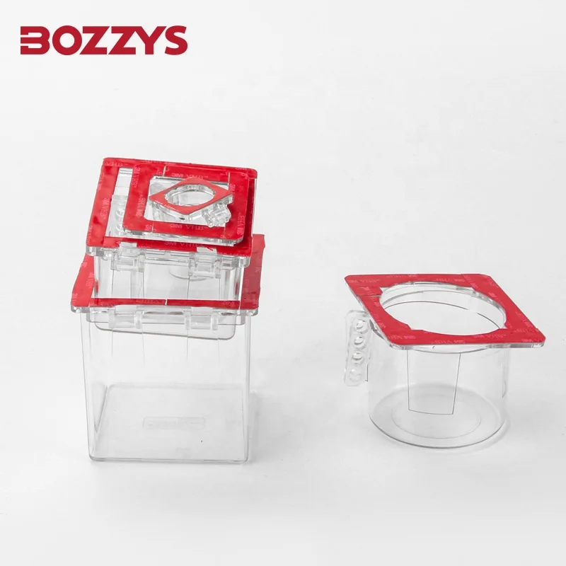 Oversized Square transparent Transparent Plastic e-stop push button lockout Electric button lockout protection cover
