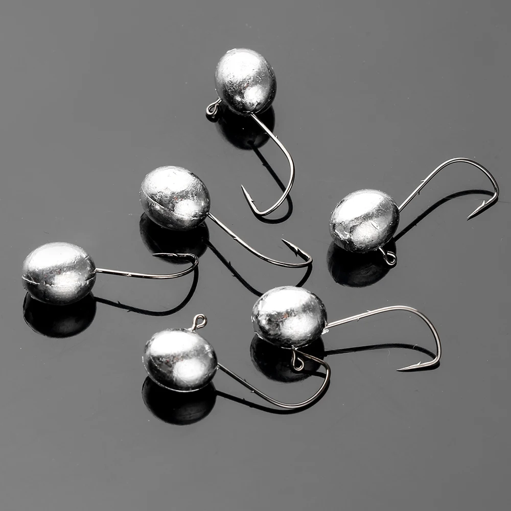 JOHNCOO 10pcs Per Bag Fish Hook  2.5g 3g 5g 7g Jig Head 2 Barbs Crappie Baby Shad Fishing Hooks Jigs