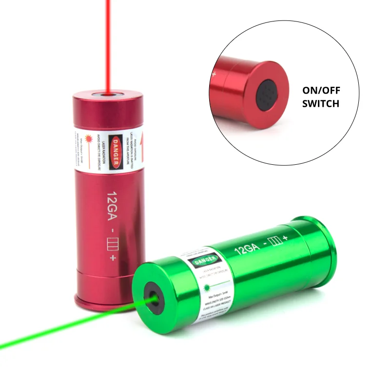 Green Laser Boresighter 12GA Laser Bore Sighter 12Guage Bore Sight with ON/OFF Switch Green Laser Bore Sight