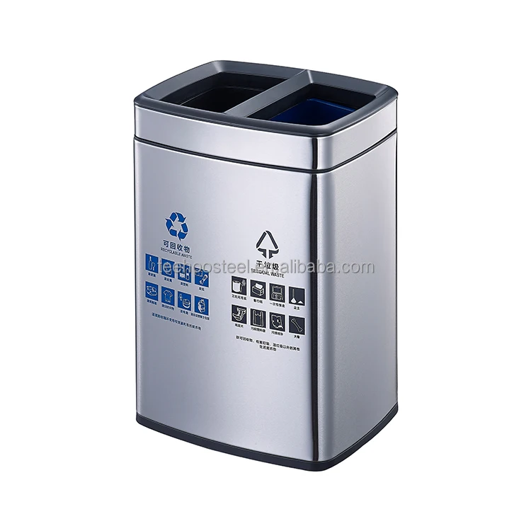 Dual Compact Slim Open Top recycling bins, , Rubbish Bucket Recyclable, 12 Liter Recycling Compost  Wastebaskets