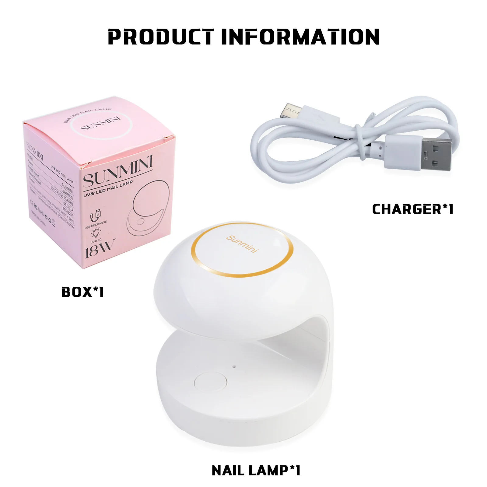 Mini Nail Art Lamp LED Phototherapy Machine 18W Single Finger Nail Baking Lamp Instrument UV Curing Lamp Handheld