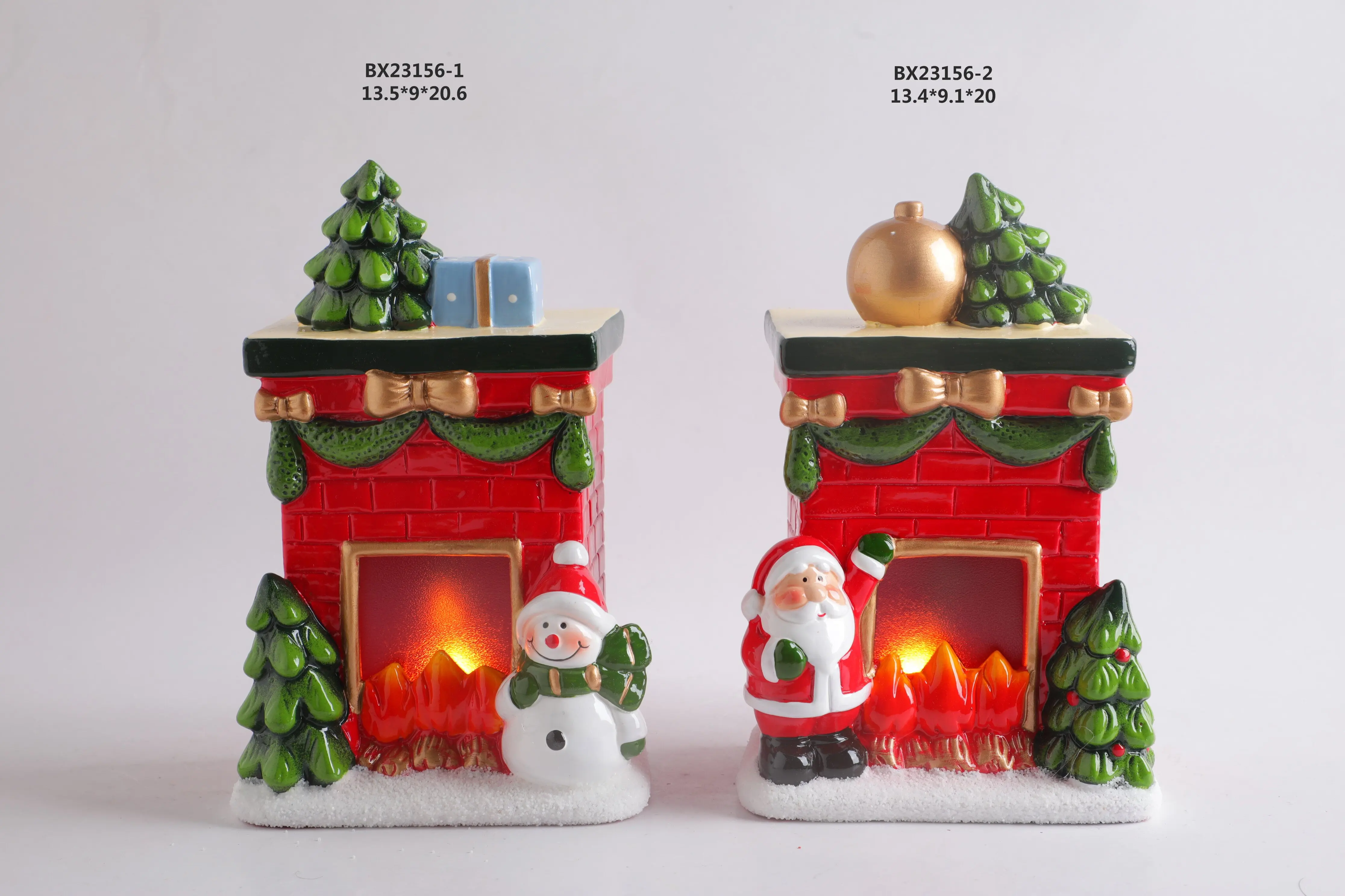 Christmas terracotta decorations Small house micro landscape decoration Christmas gift with led Ceramic Christmas decoration