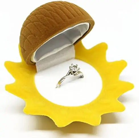 Wholesale Cute Jewelry Box 7.5CM * 7.5CM *4CM Flock Jewelry Box Packaging Sunflower Jewelry Box For Ring