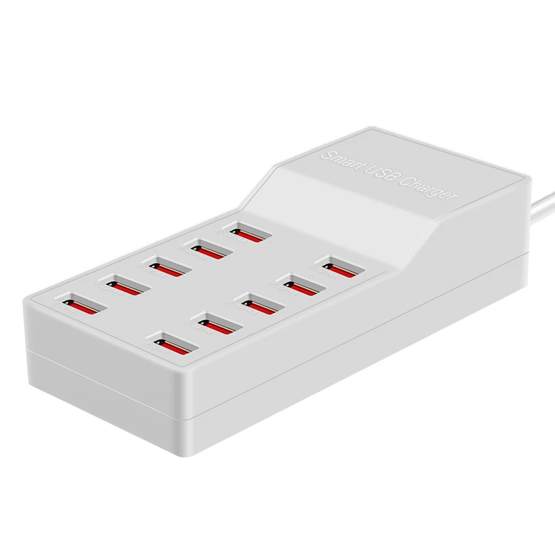 Desktop Multi Port Fast Usb Charger 10 Usb Port 50w Phone Charging Station Universal Usb Hub Smart Power Adaptor