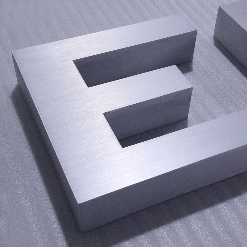 Customized Fabricate Metal Channel Letter Brushed Aluminum Dimensional Letters Metal Fabricated Letter with Studs