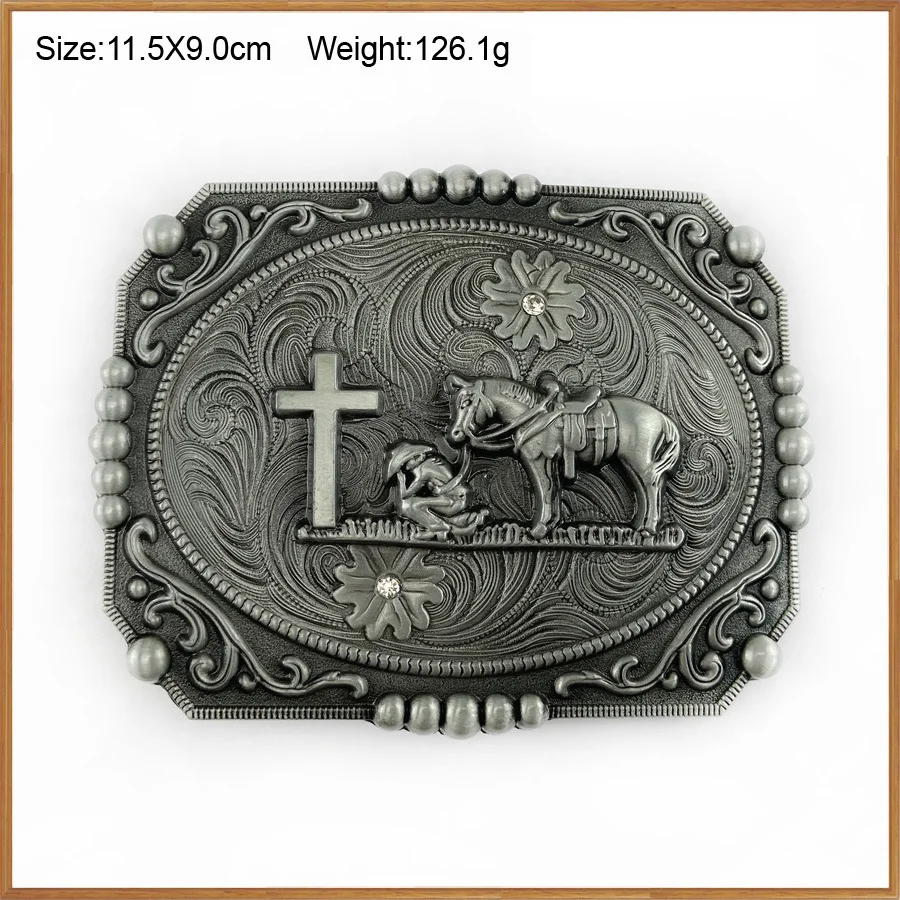 Manufacturer Wholesale Custom Zinc Alloy Brass Mens Western Cowboy Logo Horse Metal Buckle for Leather Belt