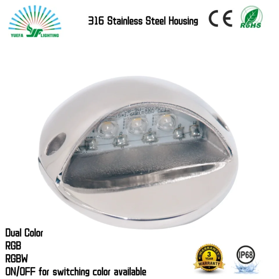 Ready to Ship Yuefa 5W Surface Mounted SS316L Housing Swimming Pool Pathway Garden Marine Dock LED Stair Lights