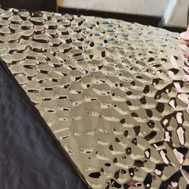 304 Color Mirror Water Wave Stainless Steel Stamped Water Ripple Stainless Steel Sheet For Wall Panel Ceiling Decoration