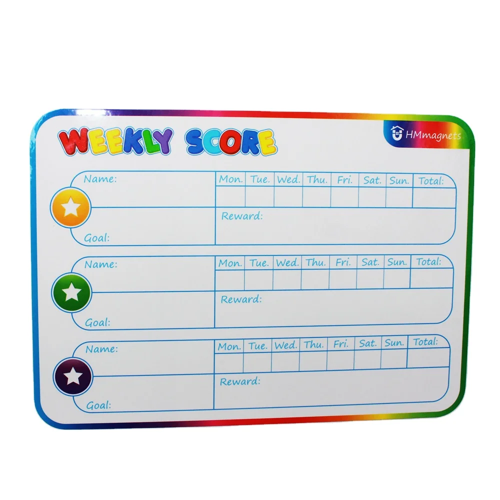 Customizable Chores Dry Erase Large Magnetic Reward Chart for Kids