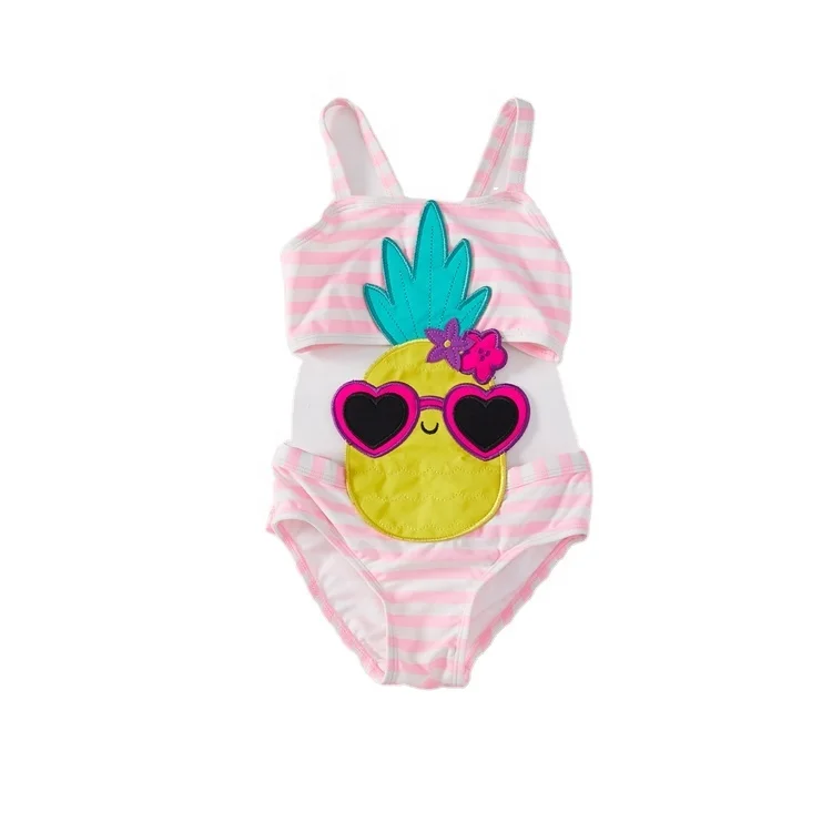 wholesale pineapple applique swimwear for baby girl