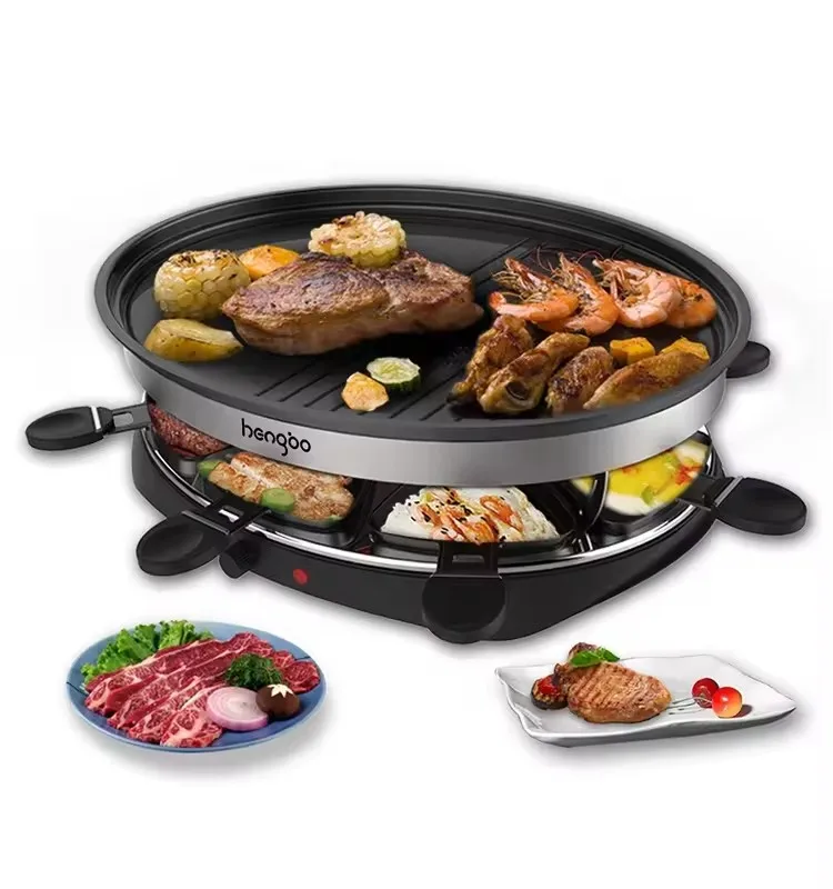 8 Mini Pans Smokeless Indoor BBQ Table Electric Grill Korean Style bbq Non-Stick Griddle Plate Raclette Grill
