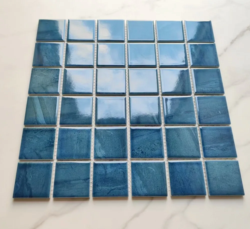 Hot Sale Blue color design glazed porcelain ceramic mosaic tile swimming pool