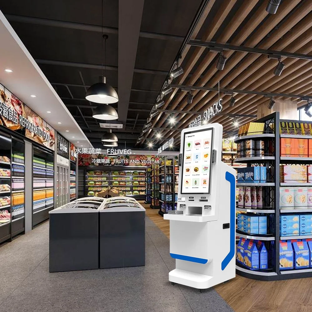 Practical sturdy 32 Inch self-service kiosk for ordering Pos Pay By Card cash outdoor indoor Factory direct machine customizable