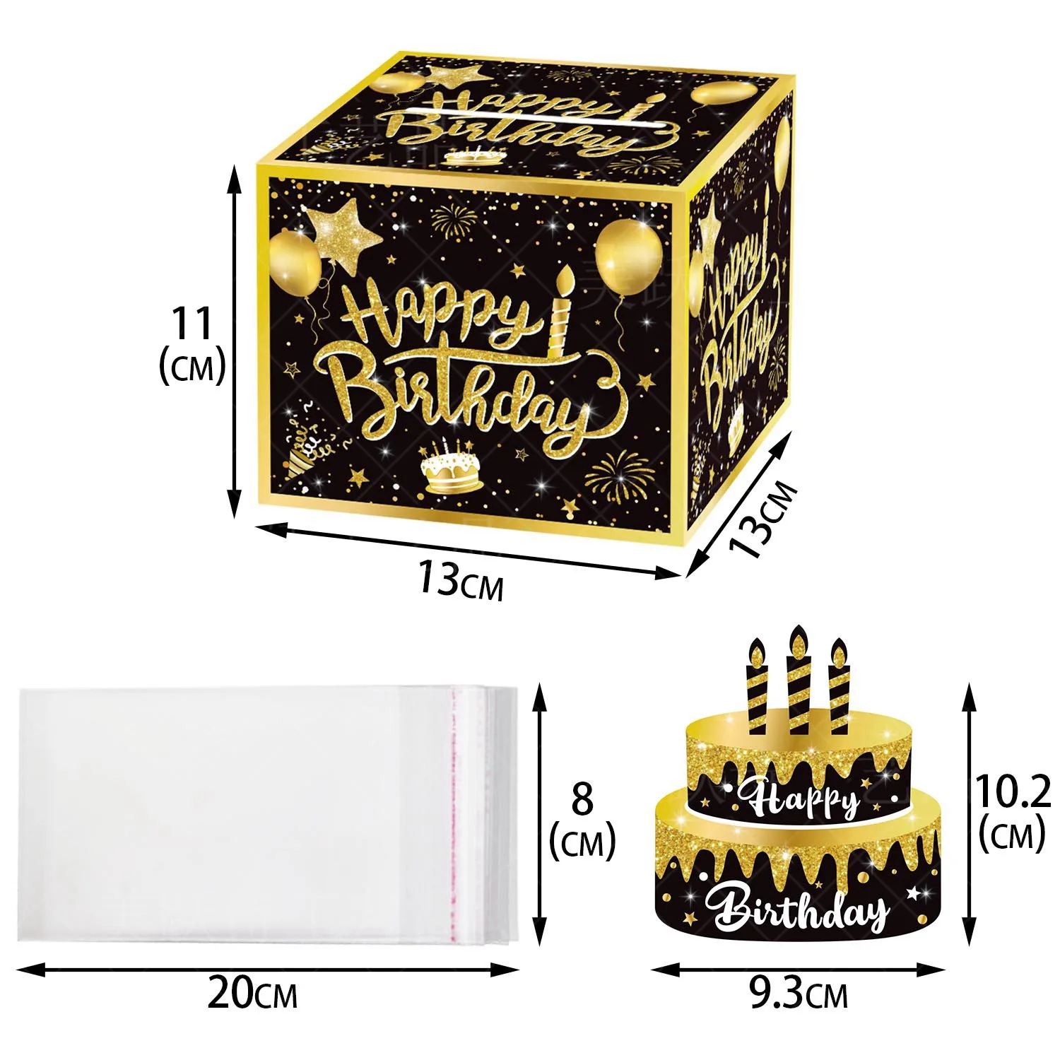 Surprise birthday party decoration cash box Birthday atmosphere layout props black gold cash box
