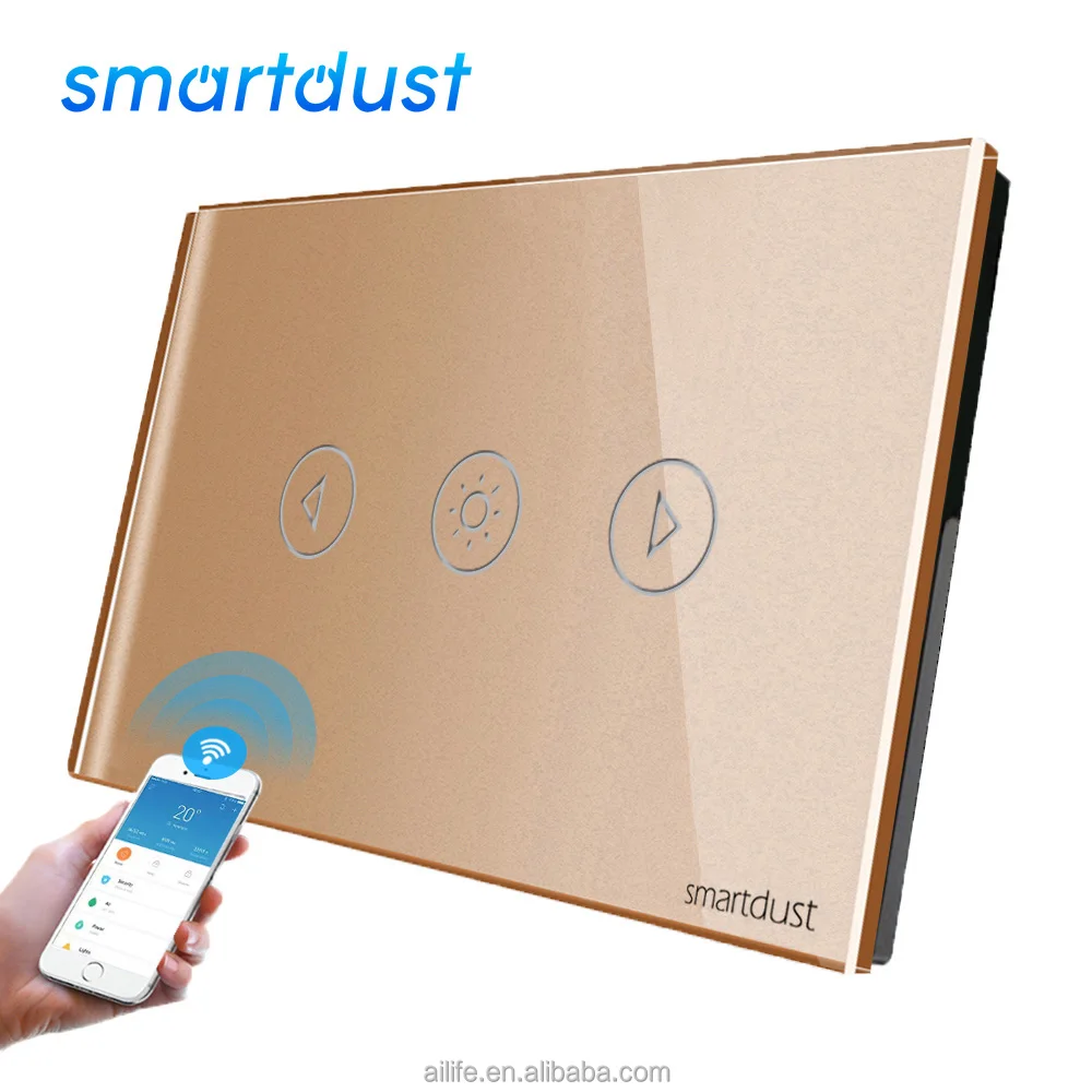 Tempered Glass smart remote control switches  Zigbee  Smart Home Curtain Shutter Roller Switch