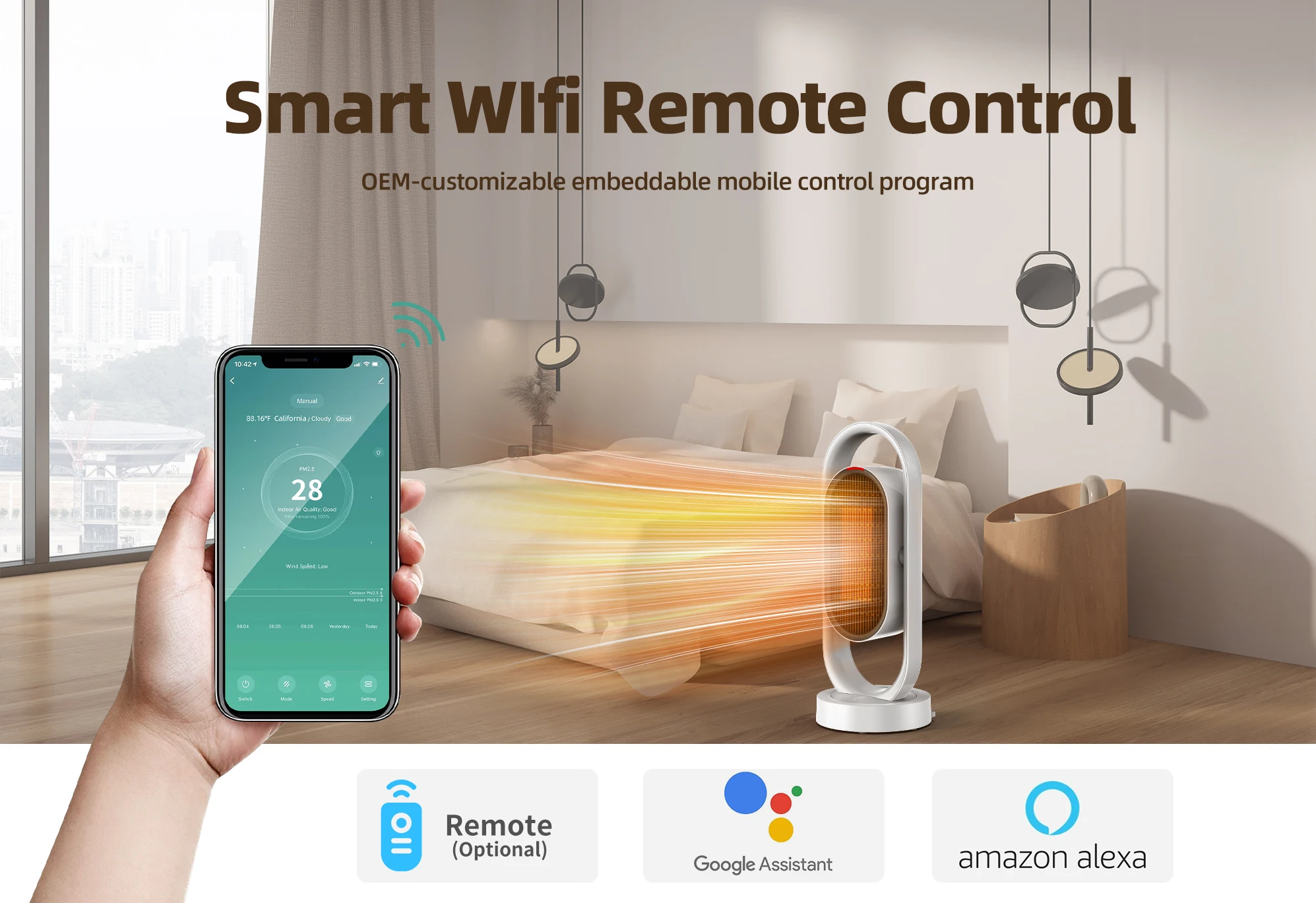 OEM Factory 2000w Heating & Cooling Appliances Plug In Ptc Ceramic Fan Small Room Electromagnetic Ceramic Heater Guangdong