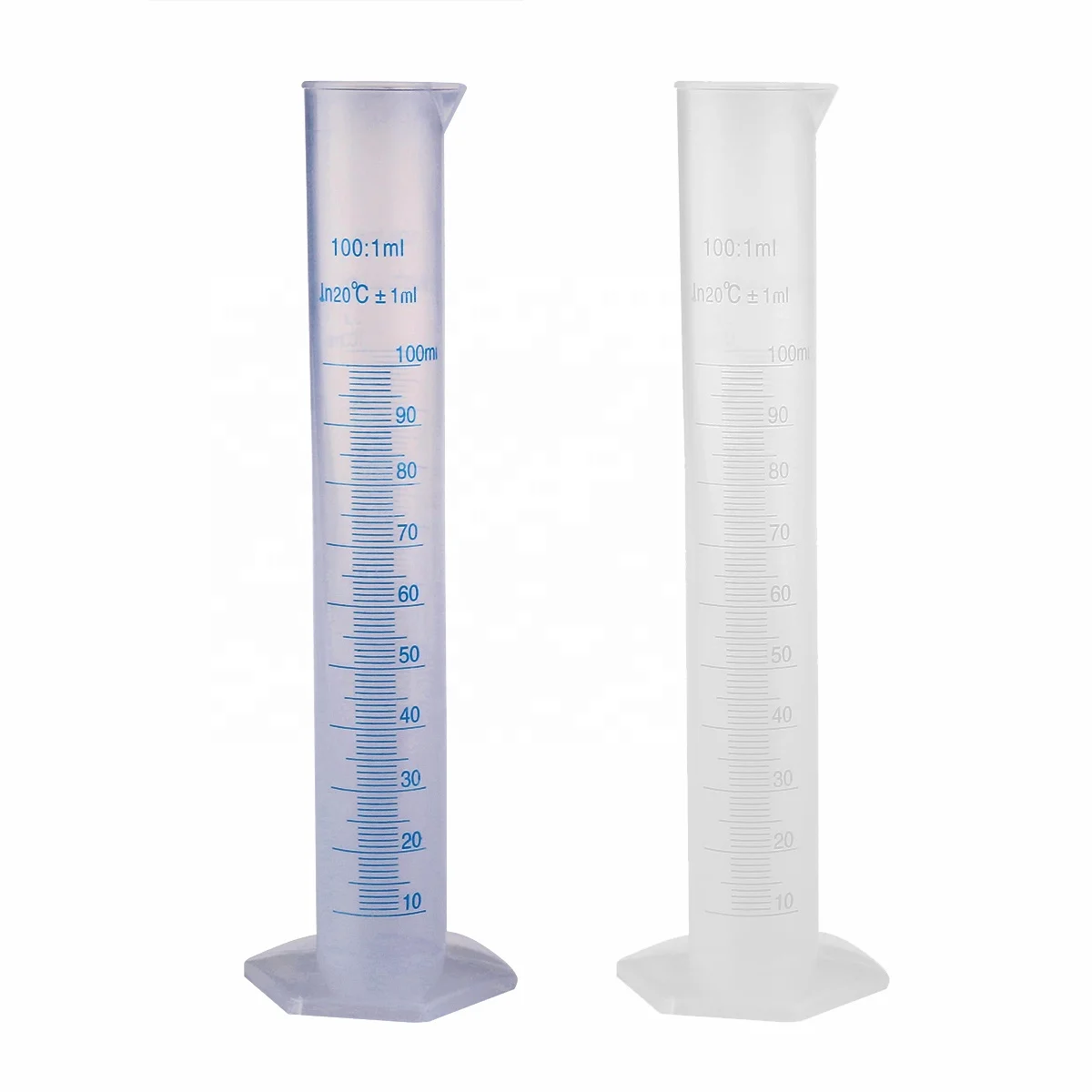 Laboratory Supply Plastic Graduated Hexagonal Base Measuring Cylinder With Spout