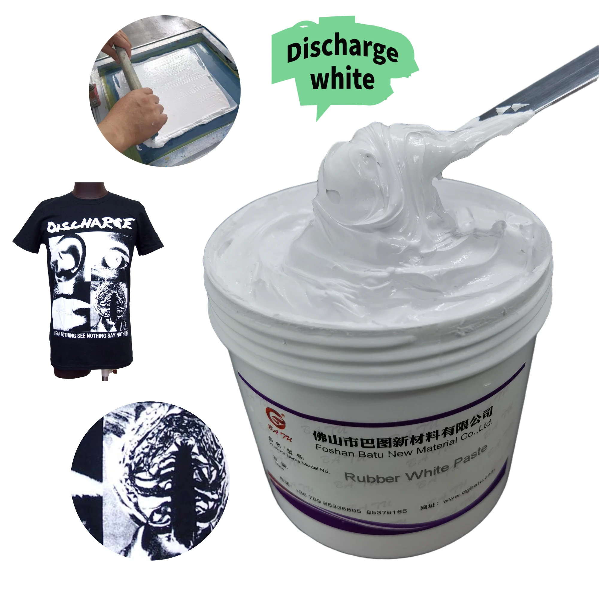 Water based discharge ink screen printing materials for textile discharge paste