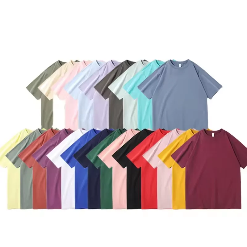 Wholesale Pure Color 100% Cotton 280g Tee Unisex Casual Custom Logo Screen Print custom T-shirt