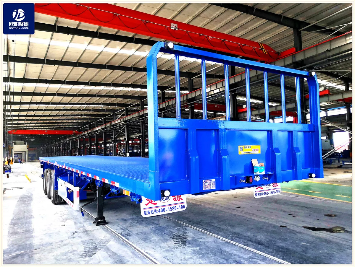 OYJD Trailers arrival sky blue  flatbed semitrailer use containers fertilizer cement grain transport with 8 twist locks for sale